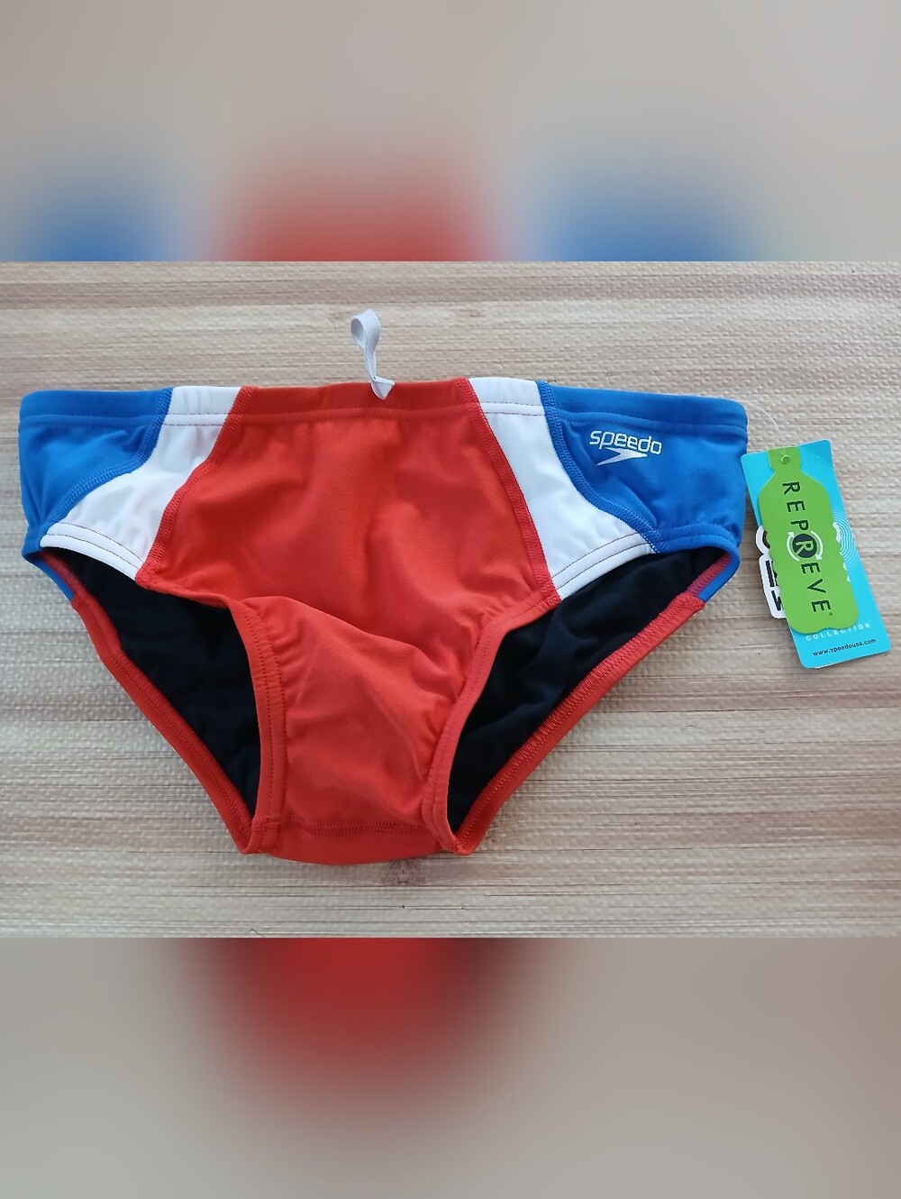 Speedo Mens Size 32 Vibe High Risk Red Swim Brief Trunks Eco Endurance Cabana